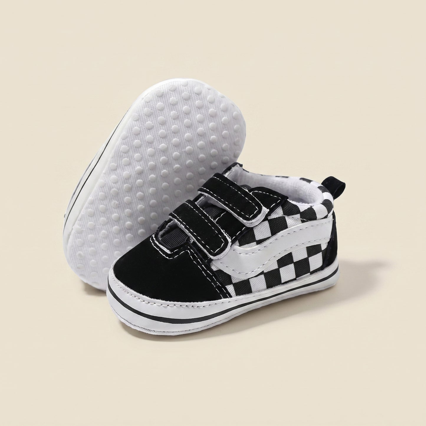 Classic Plaid First Walker Shoes - Breathable Canvas Baby Sneakers for Boys & Girls