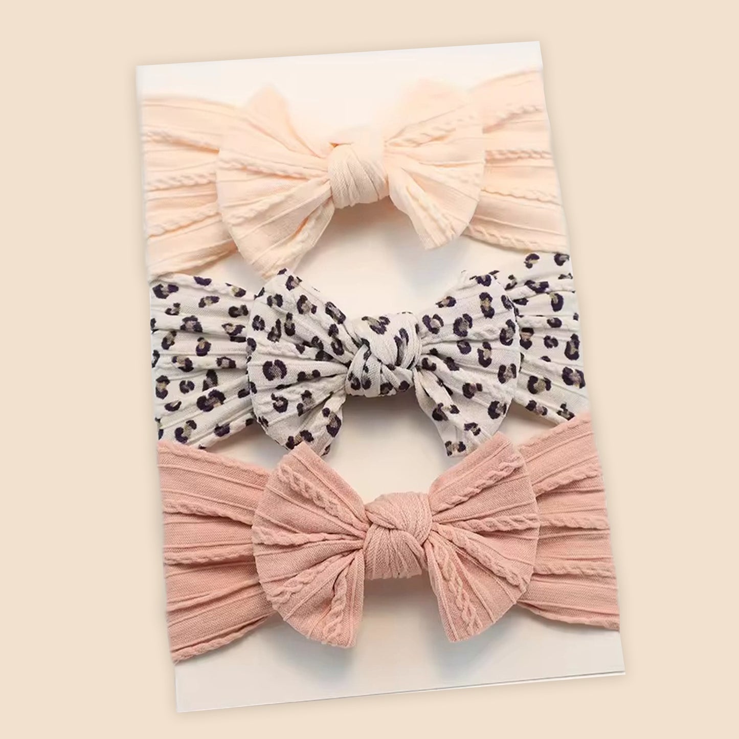 3-Piece Baby Girl Headband Set - Soft Elastic Bow Hair Bands - Newborn Turban & Hair Accessories Gift Pack