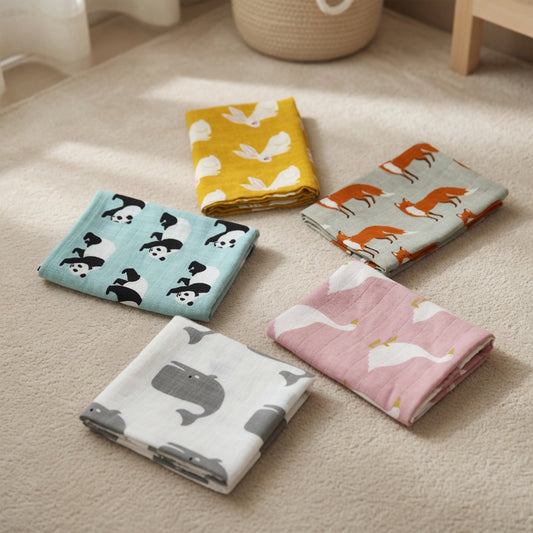 Muslin Cotton Baby Towel - Multi-use Newborn Swaddle & Bath Scarf - Soft Feeding Face Washcloth