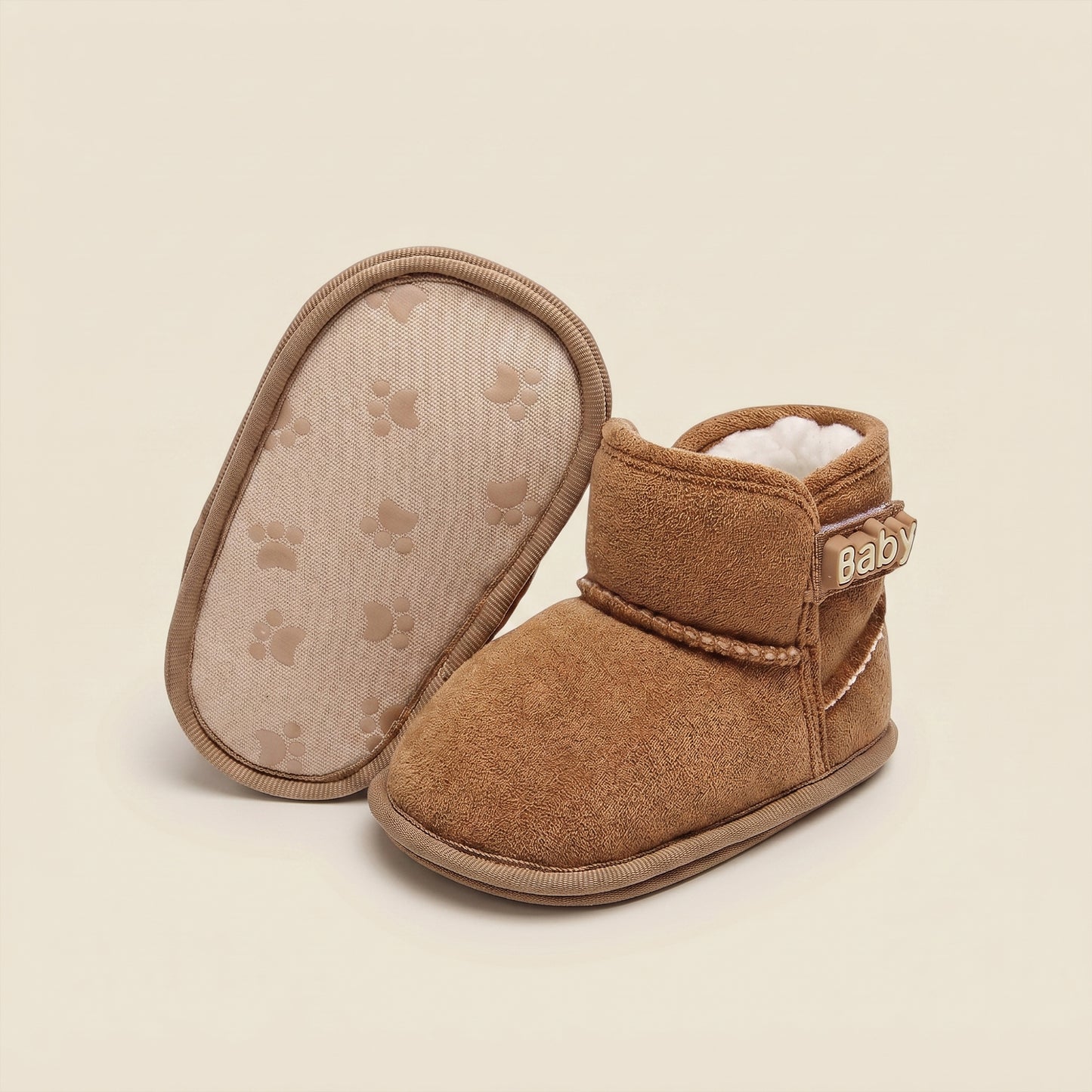 Infant Warm Fleece Snow Boots – Anti-Skid Soft Bottom Walking Shoes for Boys & Girls