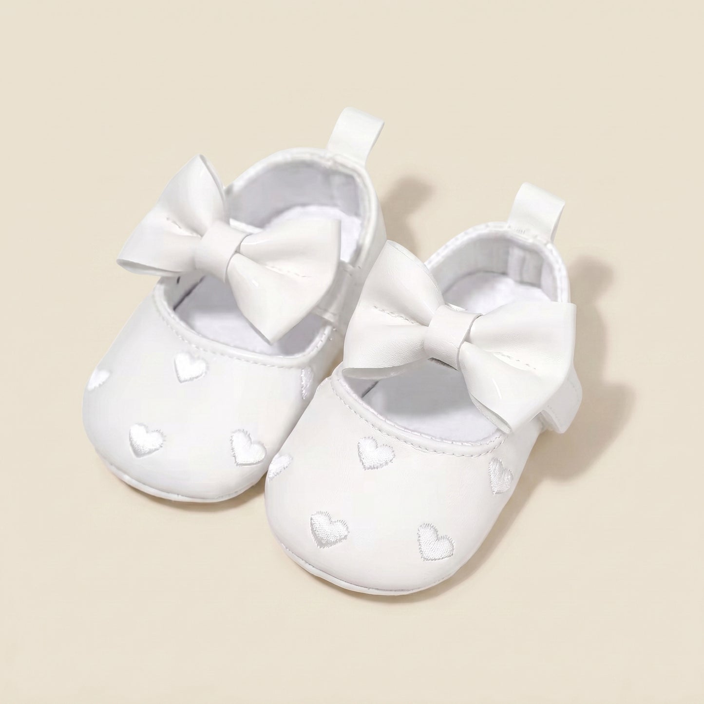 Classic Baby Girl Dress Shoes - Cute Bow-knot & Heart Anti-Slip First Walkers (0-18M)