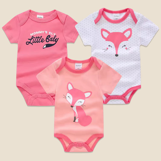 3/6 Pcs Baby Bodysuit Set - 100% Cotton Short Sleeve Rompers - Unisex Newborn Clothes 0-12 Months