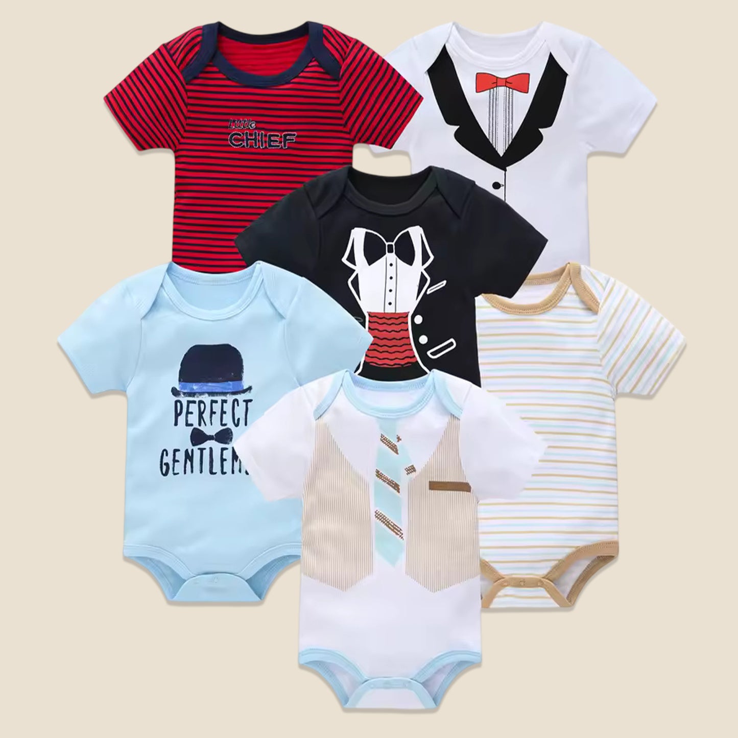 3/6 Pcs Baby Bodysuit Set - 100% Cotton Short Sleeve Rompers - Unisex Newborn Clothes 0-12 Months