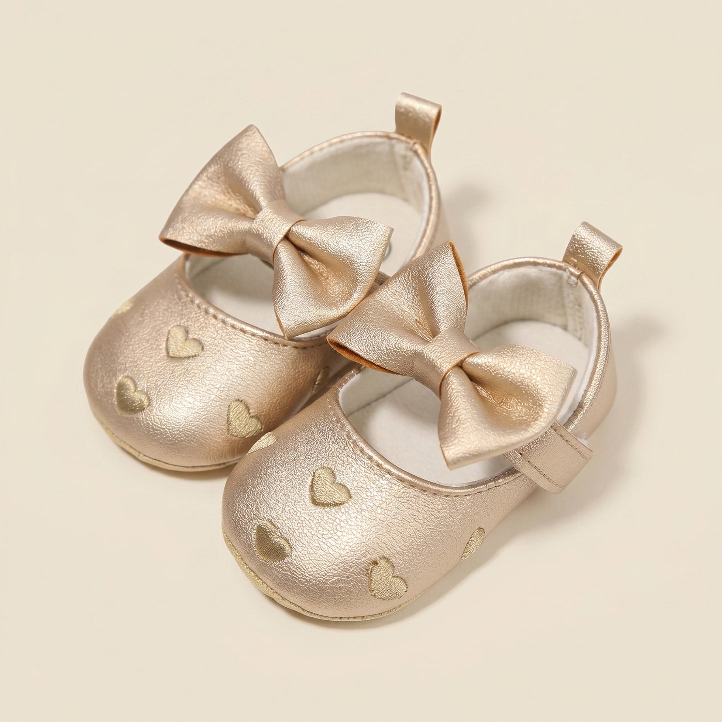 Classic Baby Girl Dress Shoes - Cute Bow-knot & Heart Anti-Slip First Walkers (0-18M)