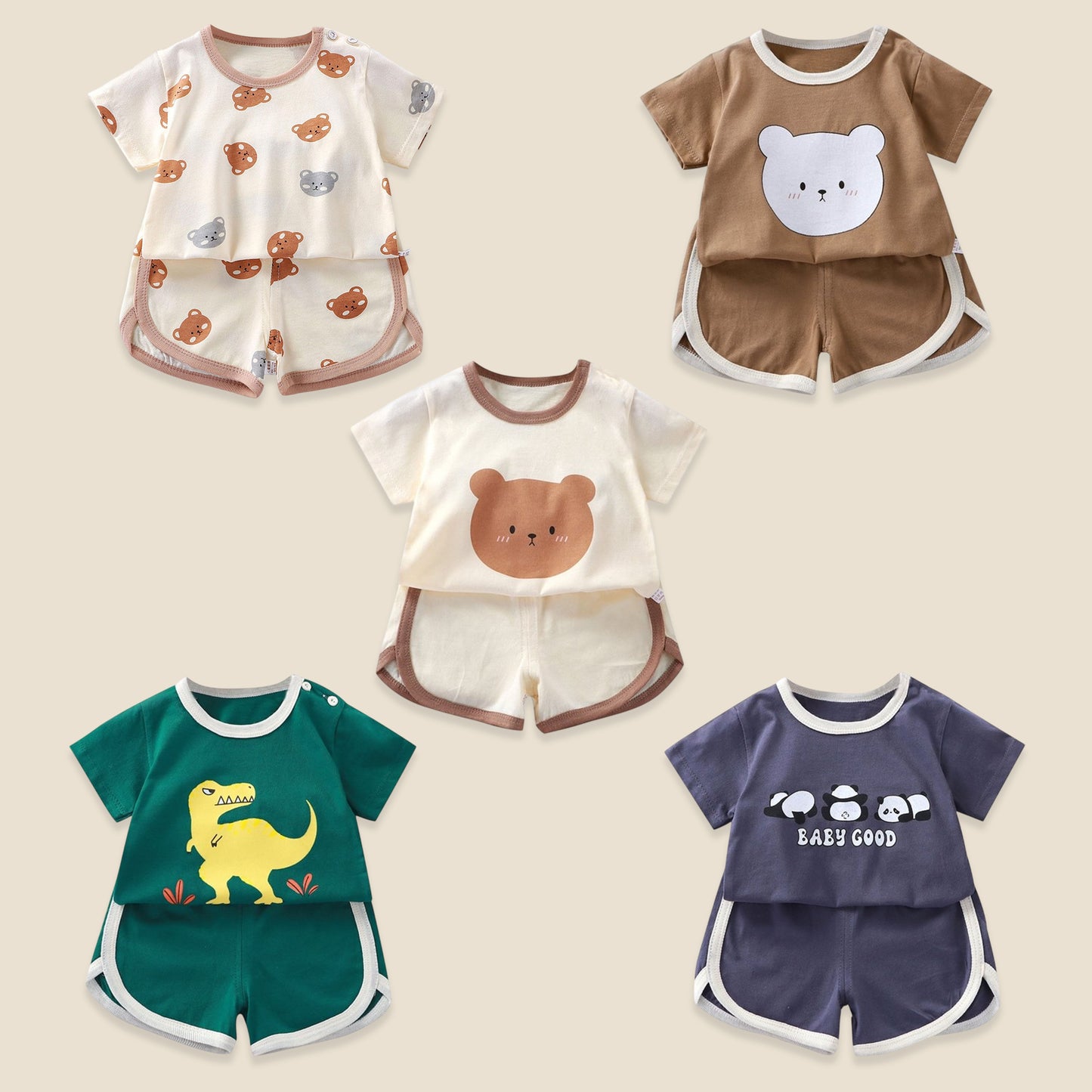 Summer Baby Cartoon Clothing Set - 100% Cotton Short Sleeve T-Shirt & Shorts - Casual 2Pcs Outfit for Boys & Girls 0-4Y