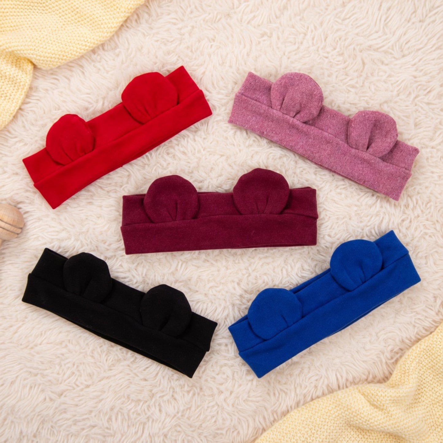 Cute Bear Ear Baby Headband - Soft Elastic Korean Turban - Newborn Infant Fall Winter Headwear for Boys & Girls