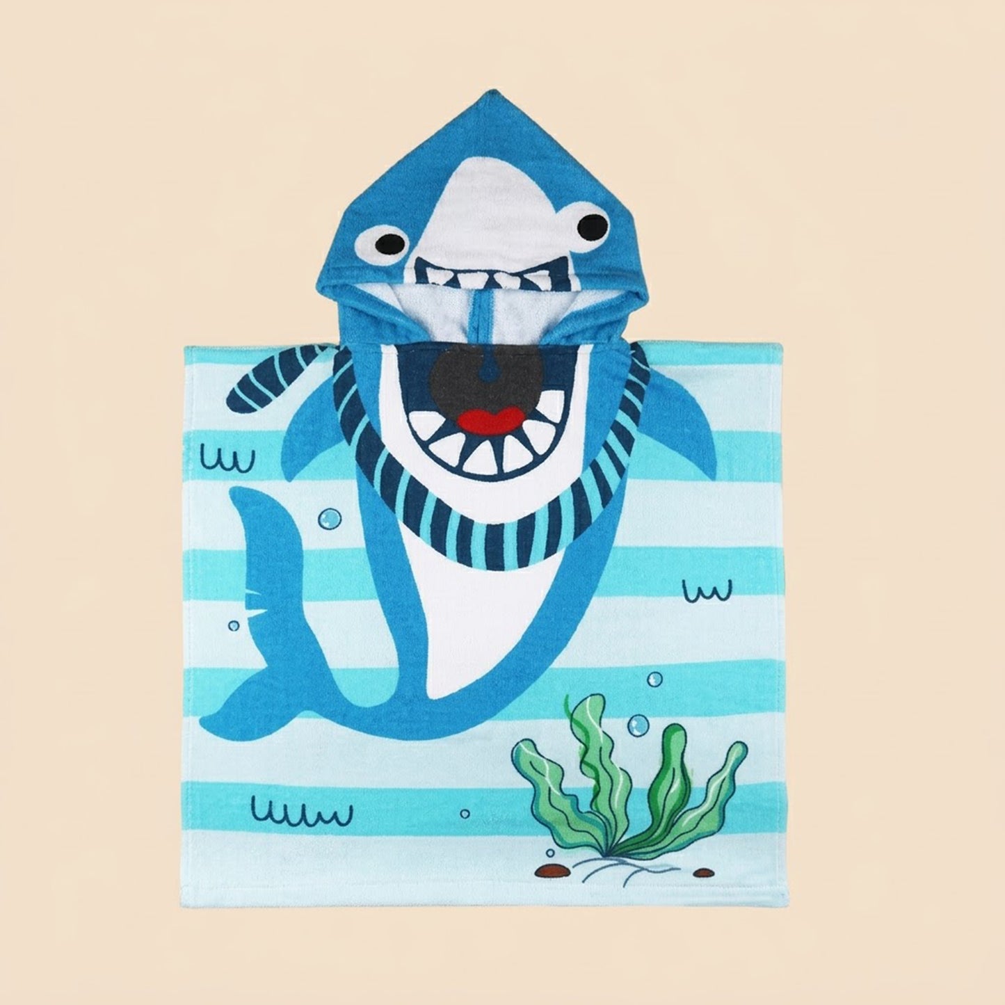 Cartoon Kids Hooded Cape Towel - Quick-Dry Beach & Bathrobe - Fun Unicorn Shark Dinosaur Print for Children