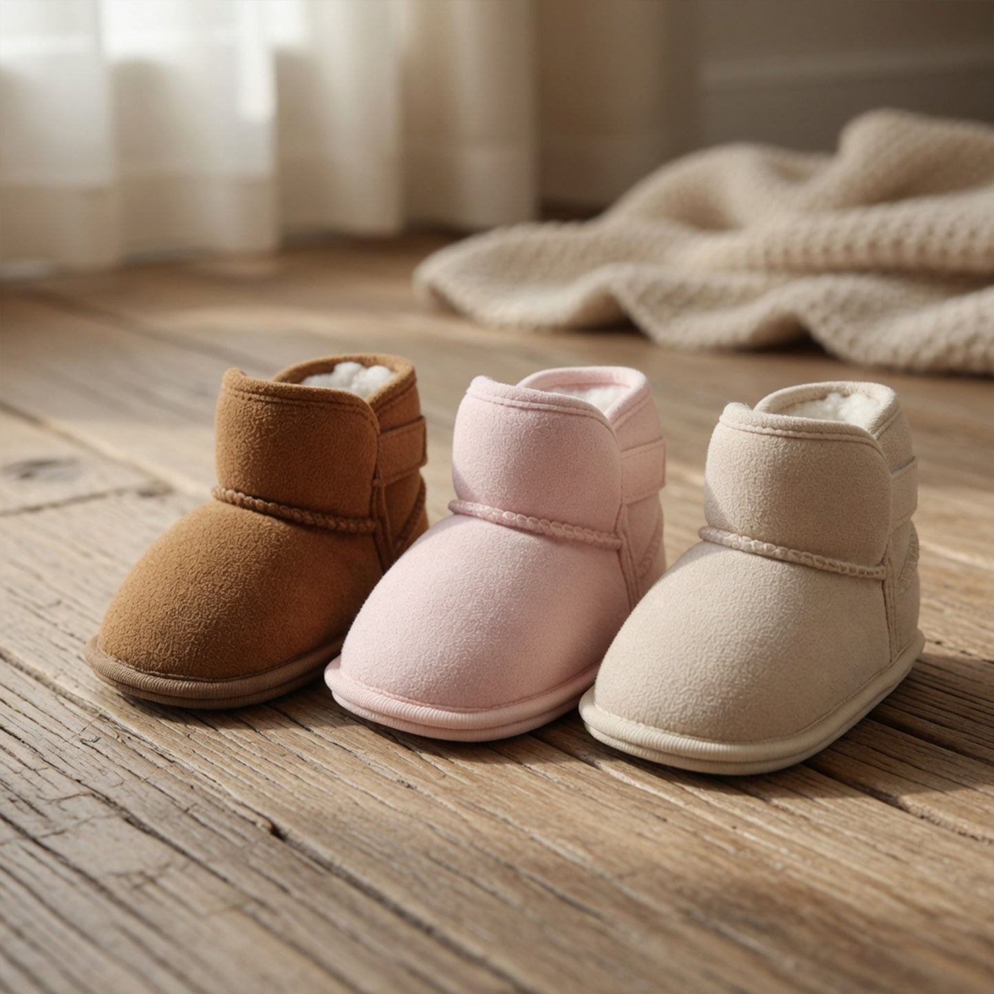 Infant Warm Fleece Snow Boots – Anti-Skid Soft Bottom Walking Shoes for Boys & Girls