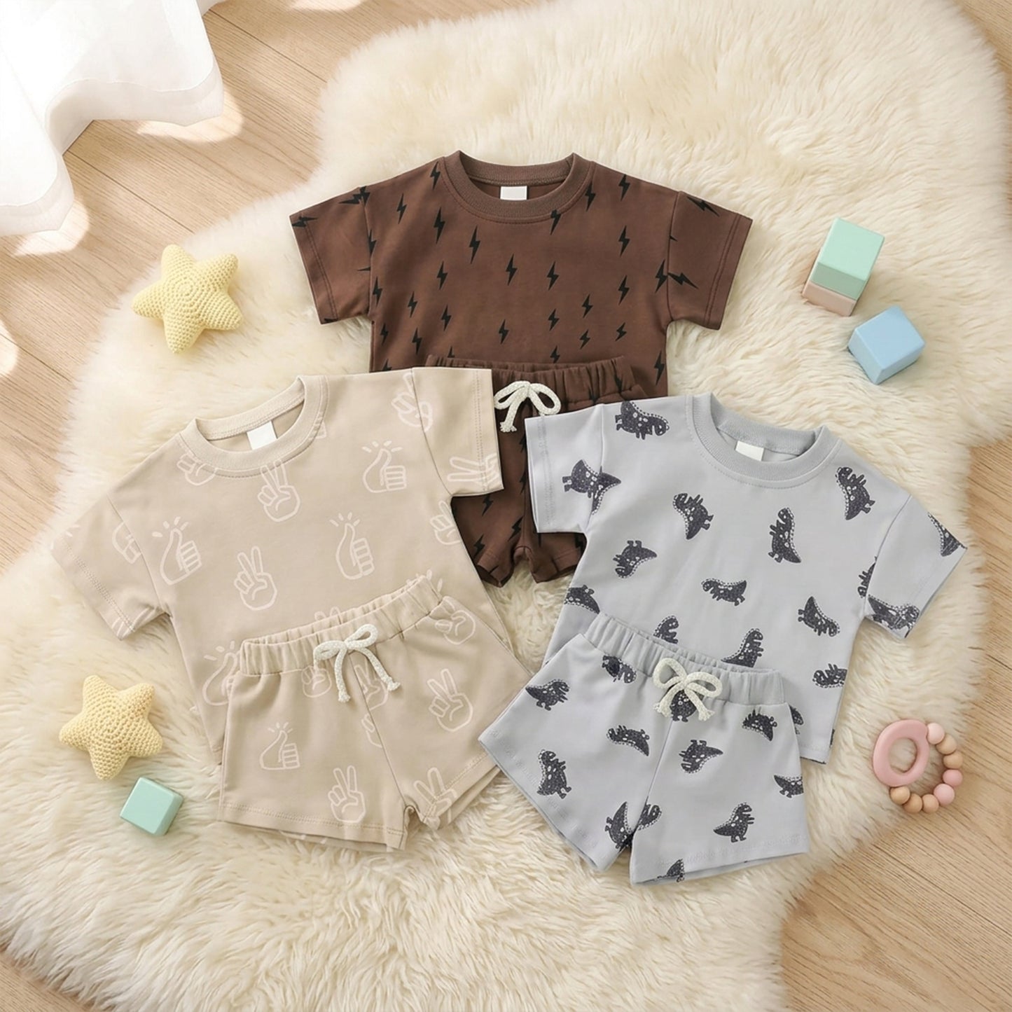 100% Cotton Kids Summer Clothing Set - Unisex Short Sleeve T-Shirt & Shorts Suit - Casual Baby Outfits for 1-8 Years