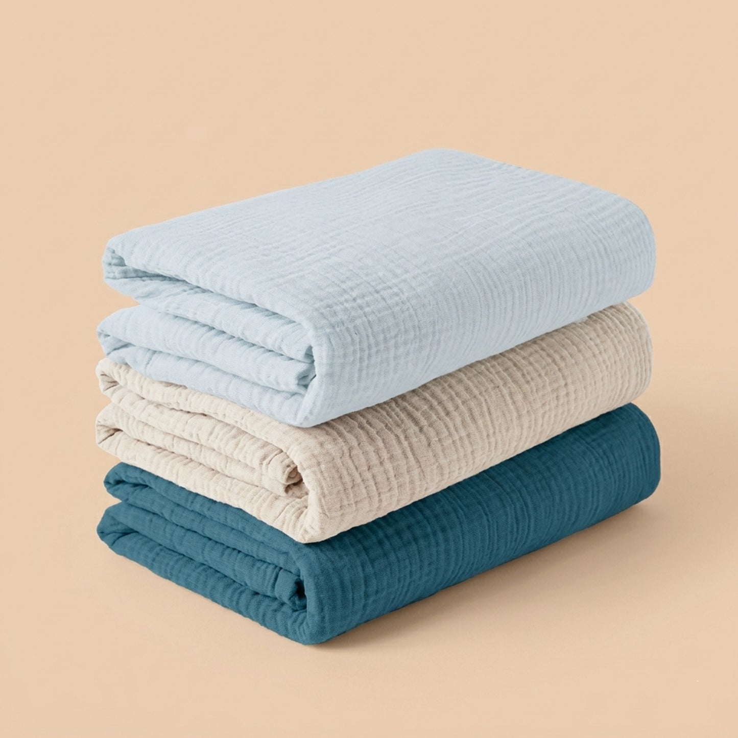 3-Piece Soft Muslin Baby Swaddle Blankets - 100% Breathable Cotton Receiving Blankets - Multi-functional Newborn Wrap Set