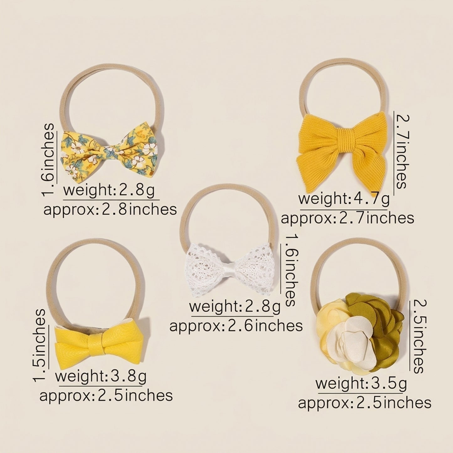 4-5Pcs/Set Baby Bow Headbands - Cotton Linen & Lace Fabric - Leopard Print Newborn Hair Accessories for Girls