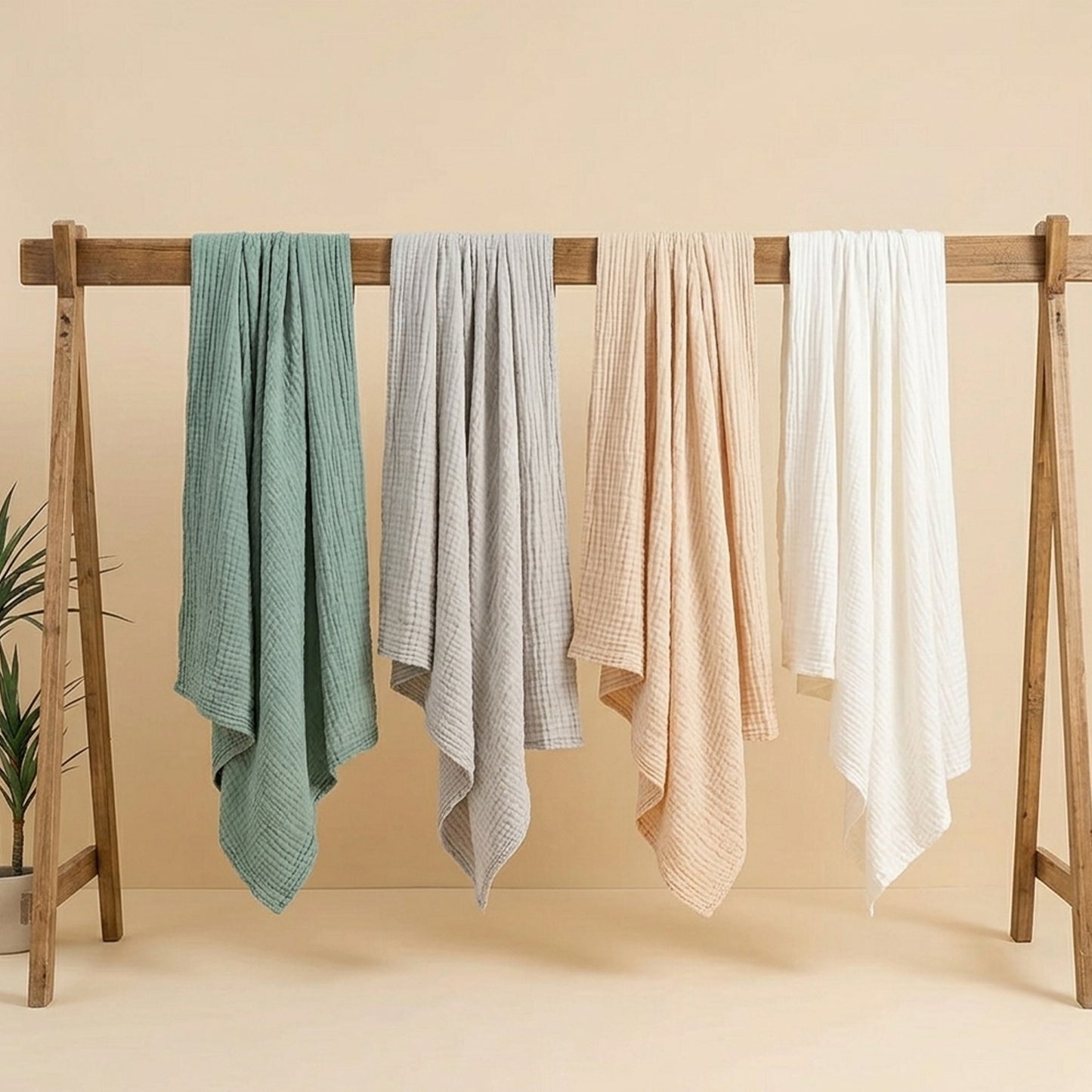 Pure Cotton Bubble Muslin Baby Blanket - 6-Layer Absorbent Bath Towel - Large Square Newborn Swaddle & Bedding