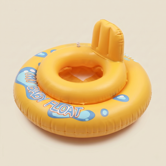 Inflatable Baby Pool Float with Wheels - Cute Summer Swim Ring for 2-5 Years Old - Portable Bathtub Swimming Seat