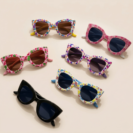 Fashion Flower Baby Sunglasses Set - Anti-UV Travel Eyewear for Kids - Lovely Outdoor Sun Glasses