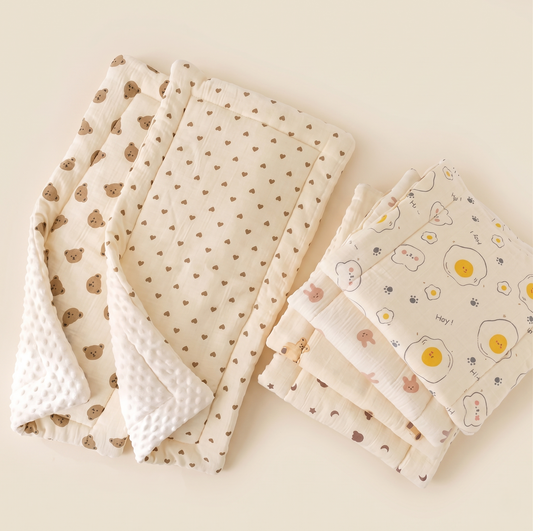 Cartoon Bear Baby Stroller Seat Cushion - Soft Cotton Newborn Car Seat Pad - Universal Infant Pushchair Mattress