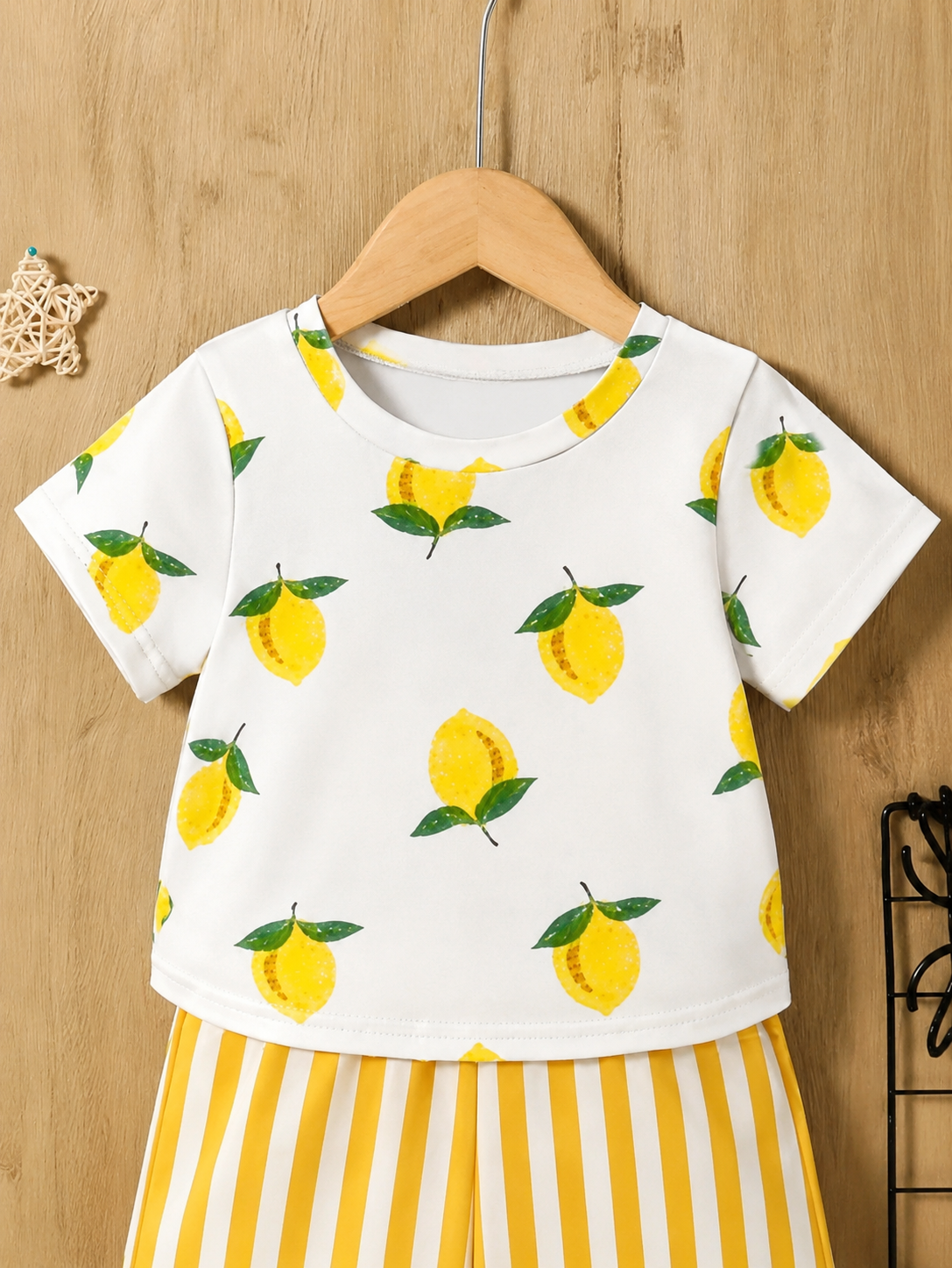 Cute Yellow GraphicGems Baby Boy Letter Print T-Shirt & Shorts Set