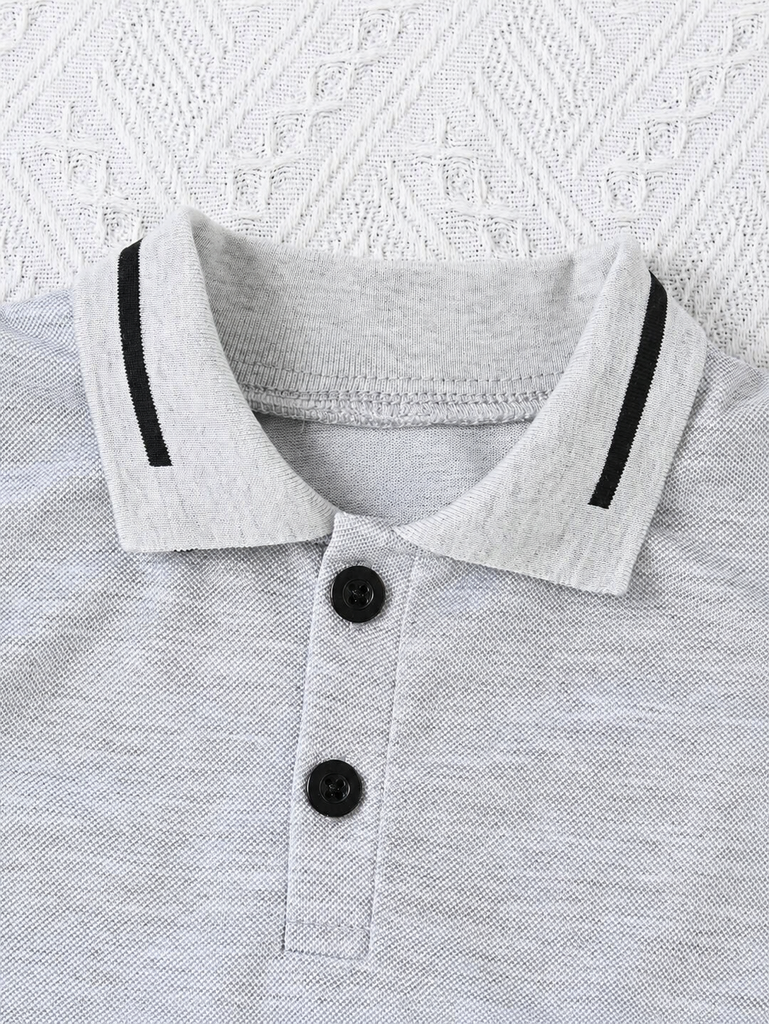 Playful Pals Baby Boy Khaki OOTD: Textured V-Neck and Striped Outfit