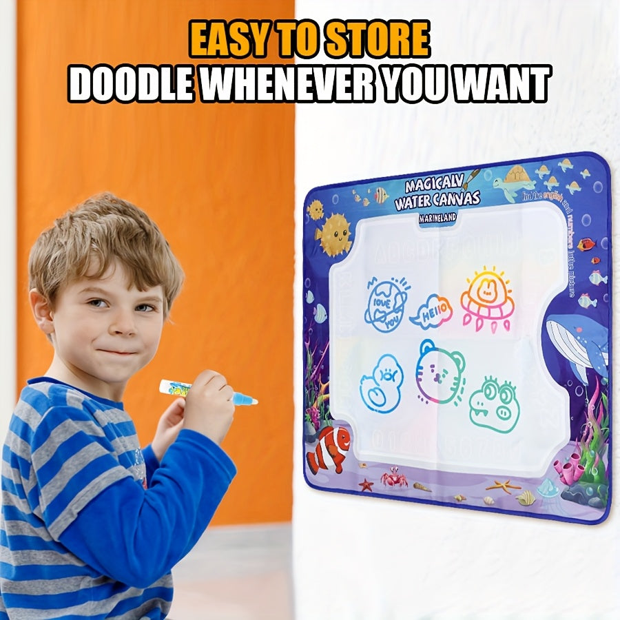 Reusable Water Doodle Mat for Kids, Mess-Free Drawing Mat with Water Pen, Portable Magic Painting Toy