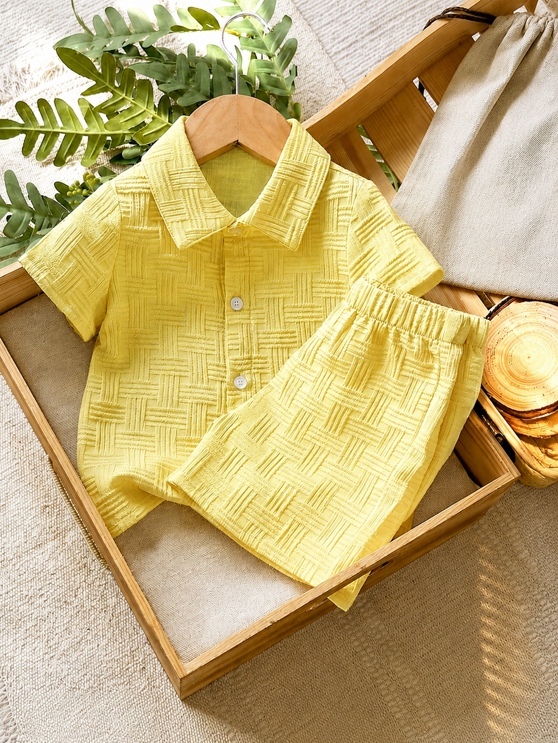 2pcs/Set Baby Boy Casual Striped Polo Collar Top & Shorts Summer Clothes