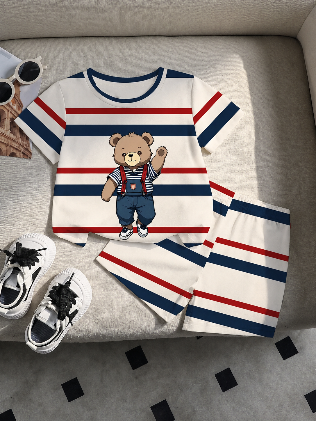 Cute Yellow GraphicGems Baby Boy Letter Print T-Shirt & Shorts Set