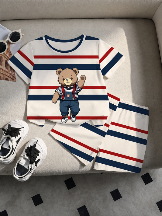Cute Yellow GraphicGems Baby Boy Letter Print T-Shirt & Shorts Set