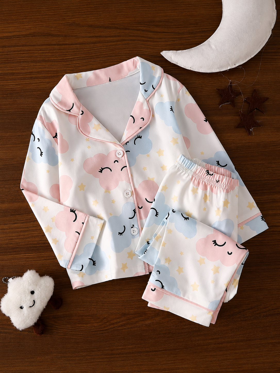 Baby Girl Heart and Stripe Print Long Sleeve Top and Pants Pajama Set - Fall Winter Outfits for Toddlers