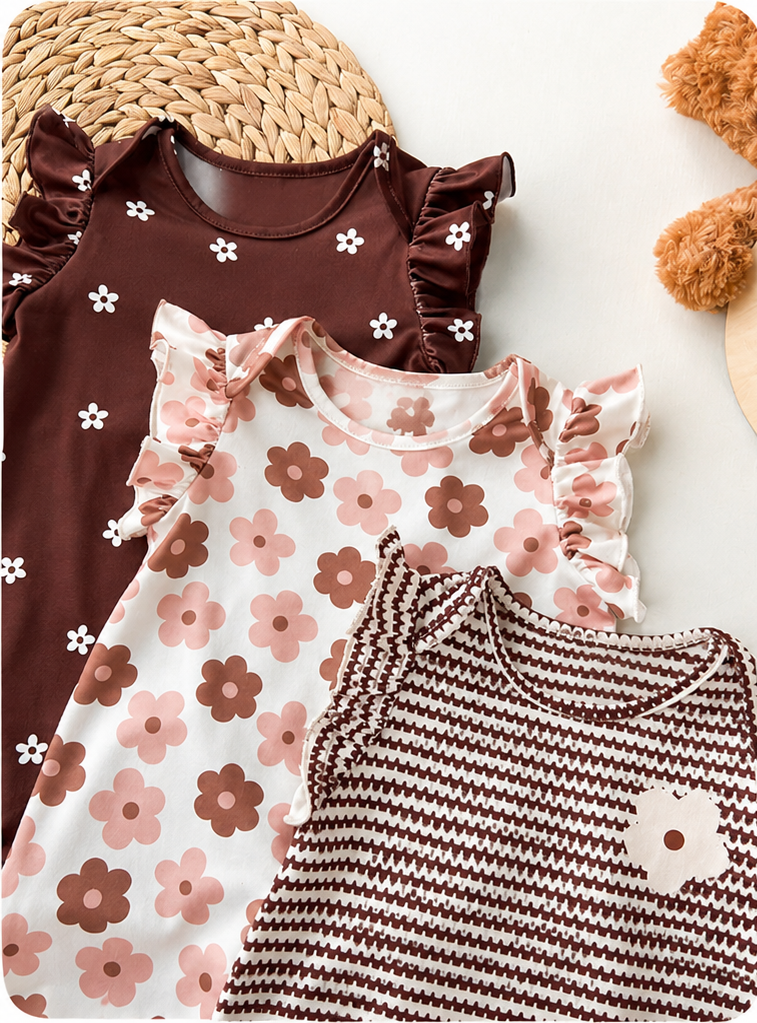 Newborn Soft Knit Summer Romper Set - 3pcs Cute Cartoon Graphic Outfits