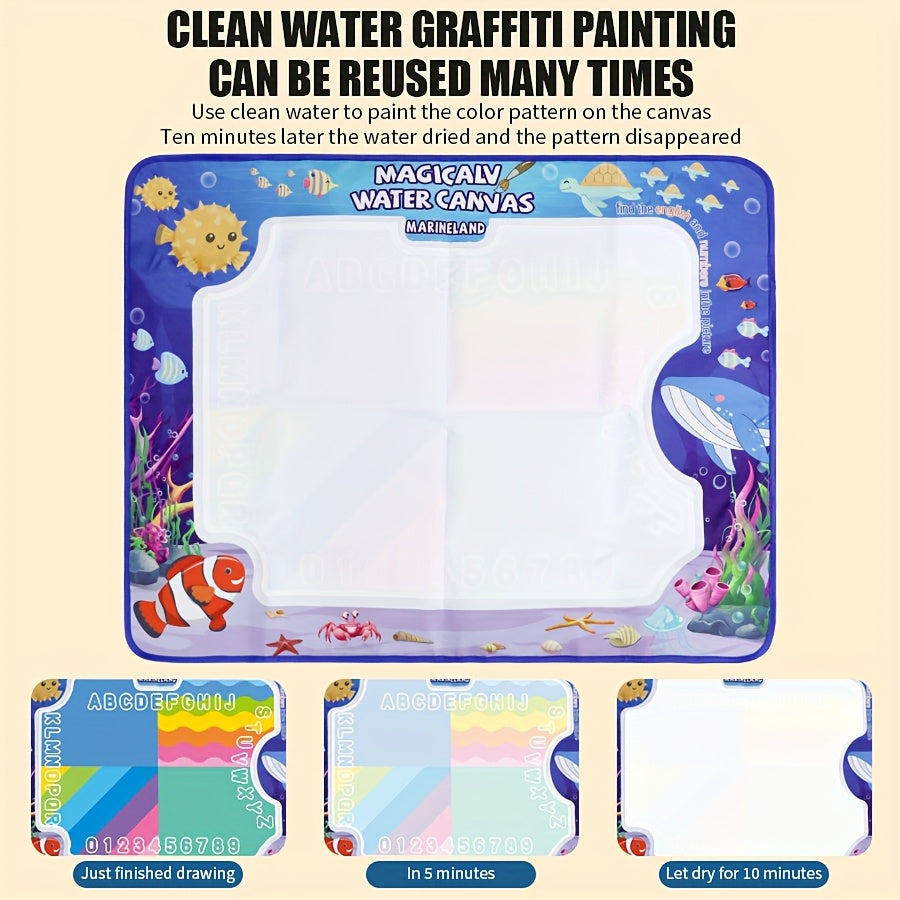 Reusable Water Doodle Mat for Kids, Mess-Free Drawing Mat with Water Pen, Portable Magic Painting Toy