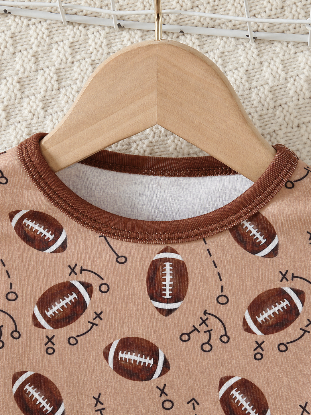 Baby Boy Football Allover Print Long Sleeve Top and Leggings 2 Piece Pajama Set