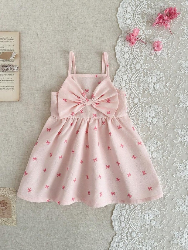 Toddler Girl 1-Piece Sleeveless Dress with Bow Decor for Summer