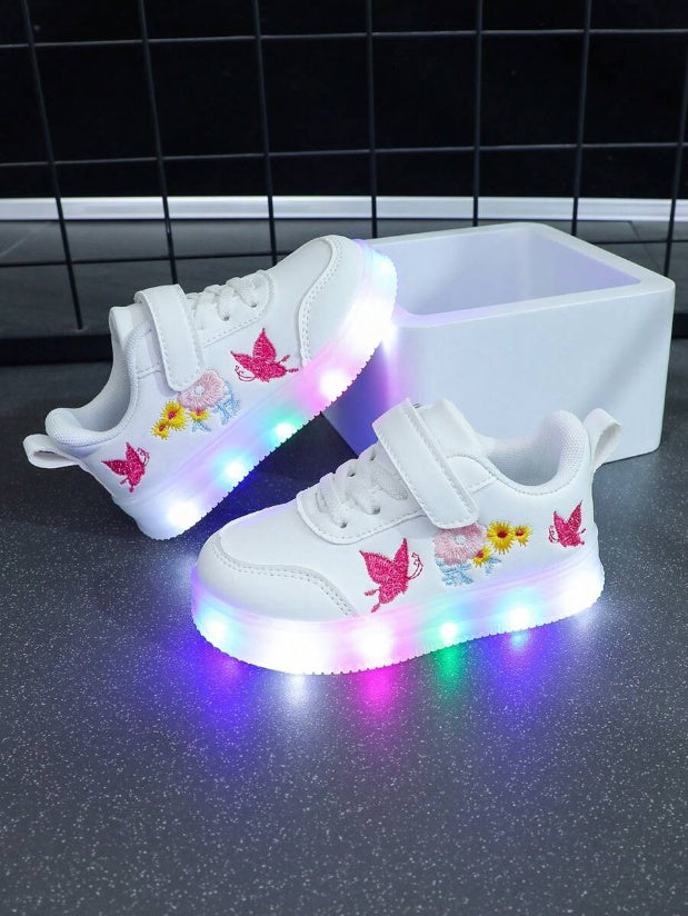 Kids 1 Pair LED Light Up Sneakers - Soft Bottom Casual Canvas Sport Shoes