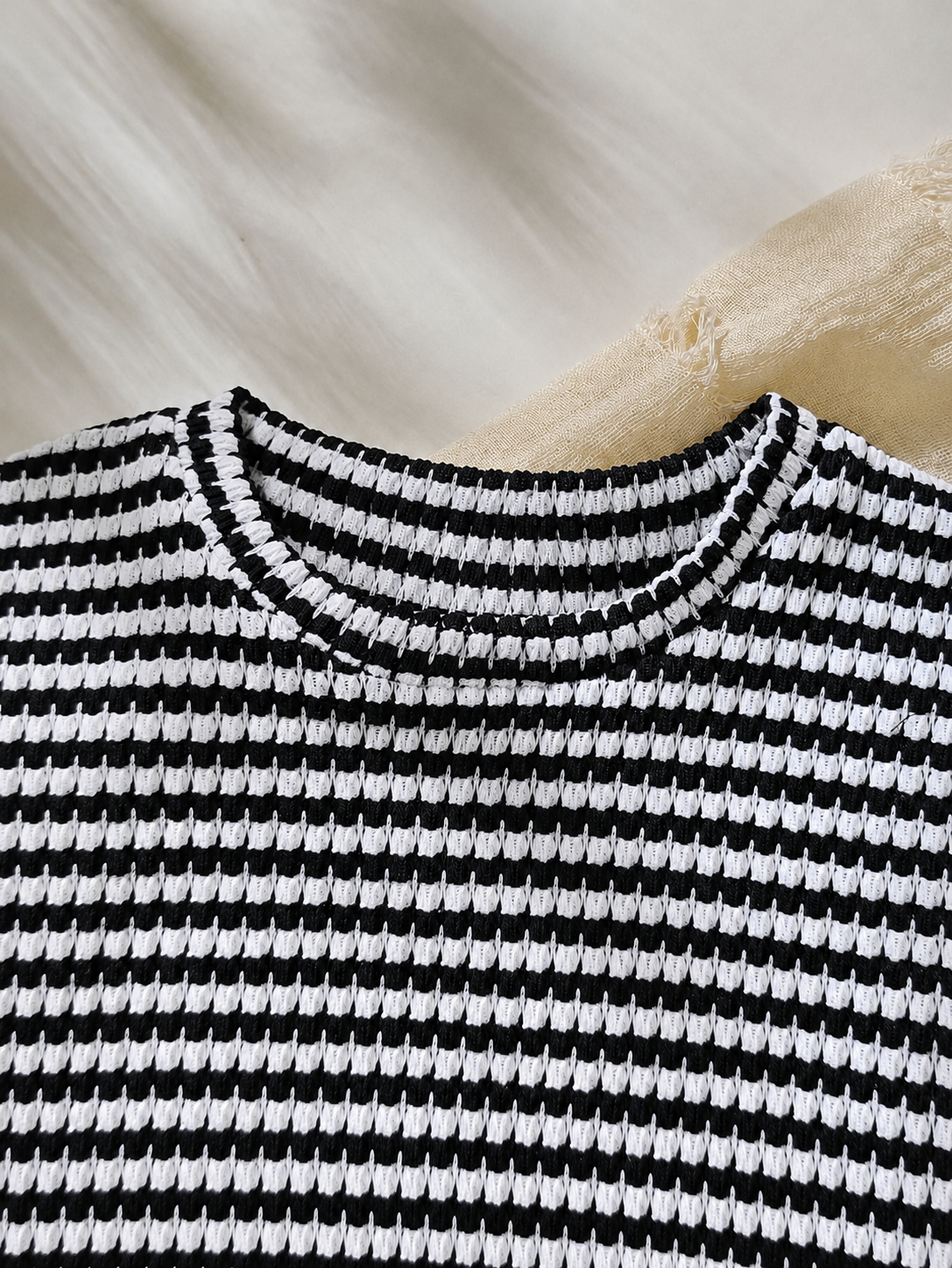 Baby Girl Black & White Striped Ruffle Sleeve T-Shirt & Shorts Set