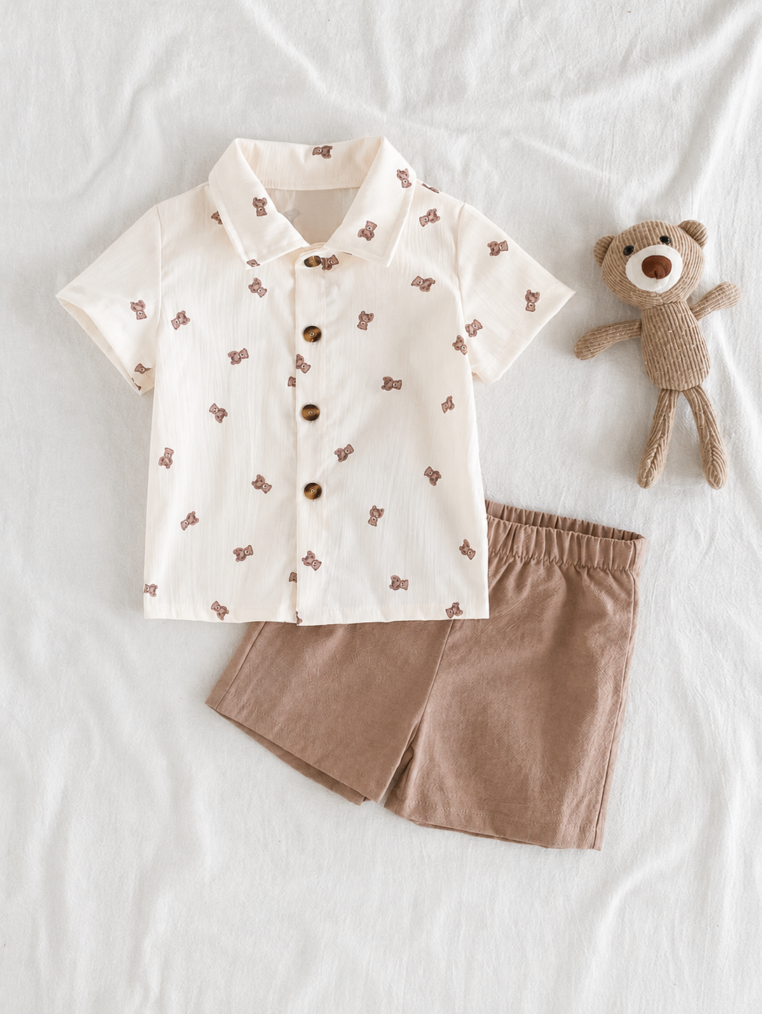 2pcs/Set Baby Boy Casual Striped Polo Collar Top & Shorts Summer Clothes
