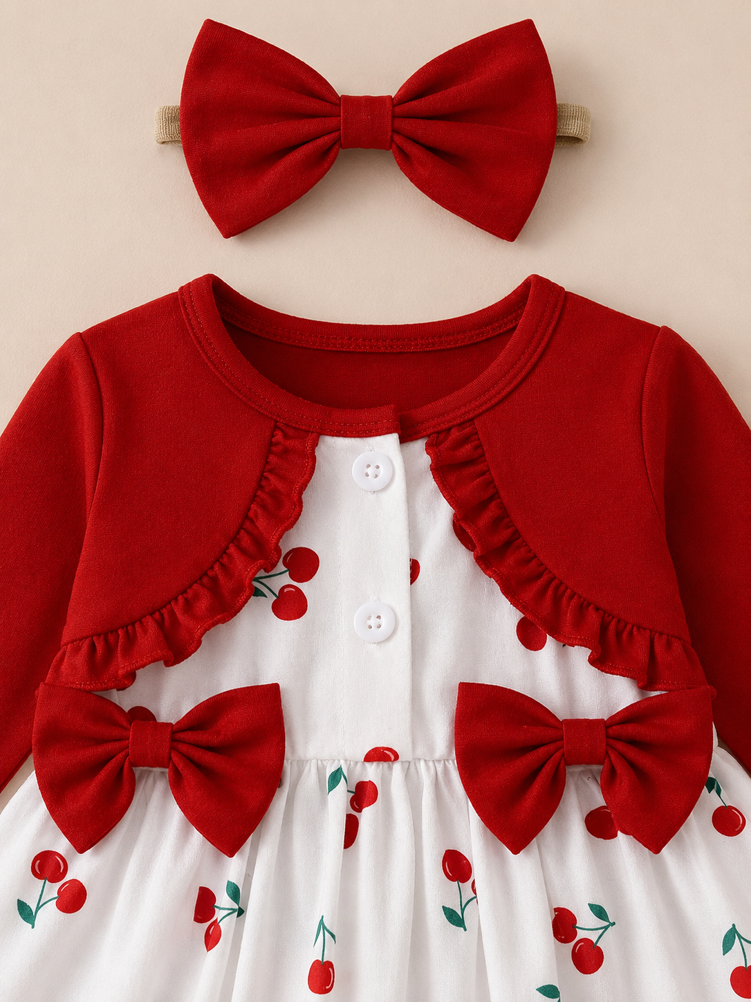 Baby Girl Floral Patchwork Dress & Headband Set - Sweet Pink Autumn Outfit