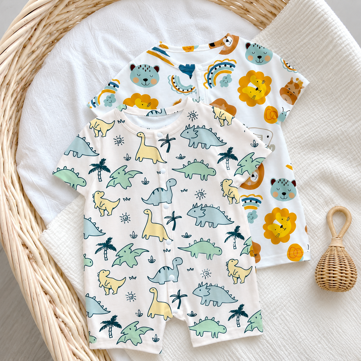 Newborn Graphic Romper - Summer Casual Printed Jumpsuit
