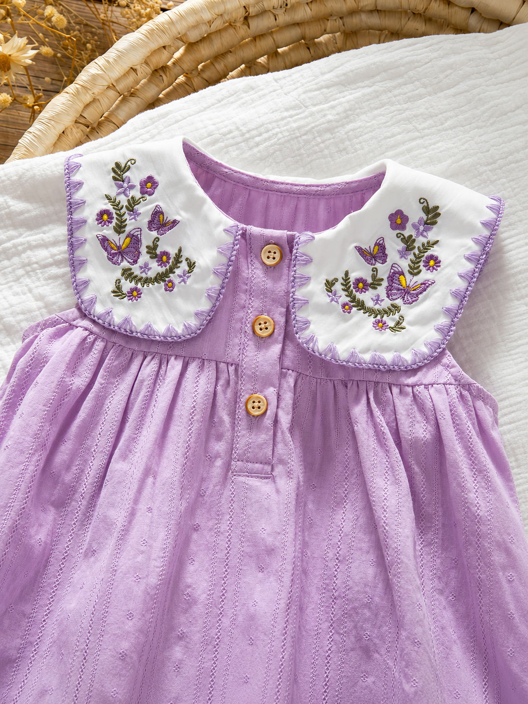 Ruffle Collar Floral Print Sleeveless Dress for Baby Girls