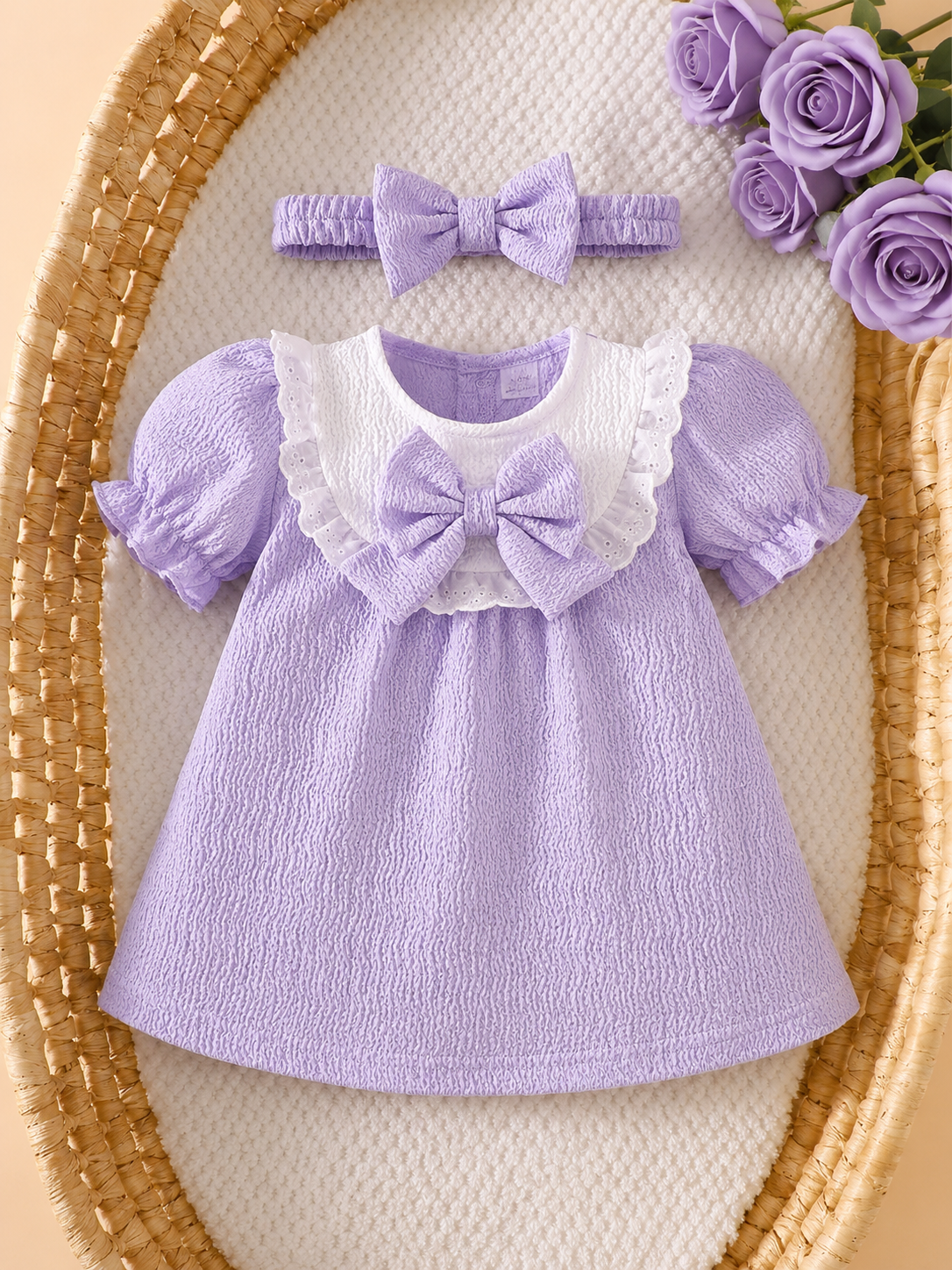 Newborn Pink Bow Dress & Headband Set - Sweet Princess Style Outfit