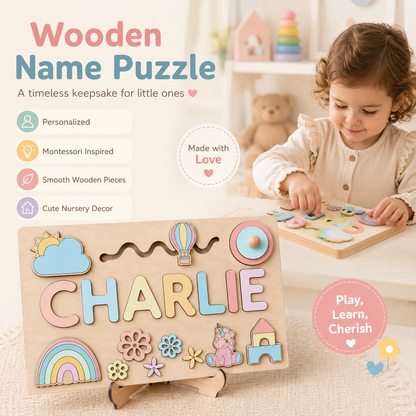 Personalized Wooden Name Puzzle – Custom Name Learning Toy for Toddlers