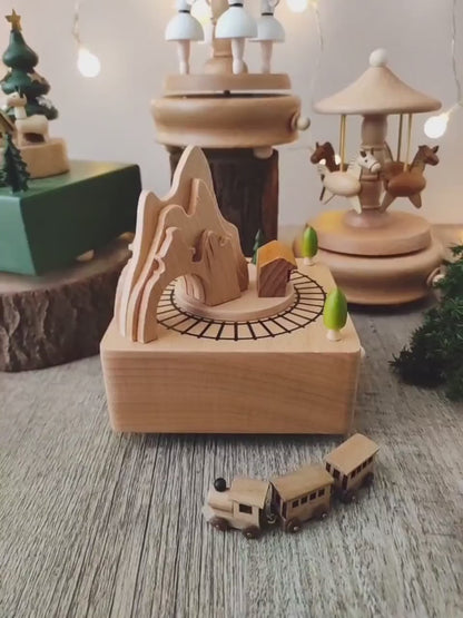 Personalized Wooden Carousel Music Box – Engraved Horse Gift