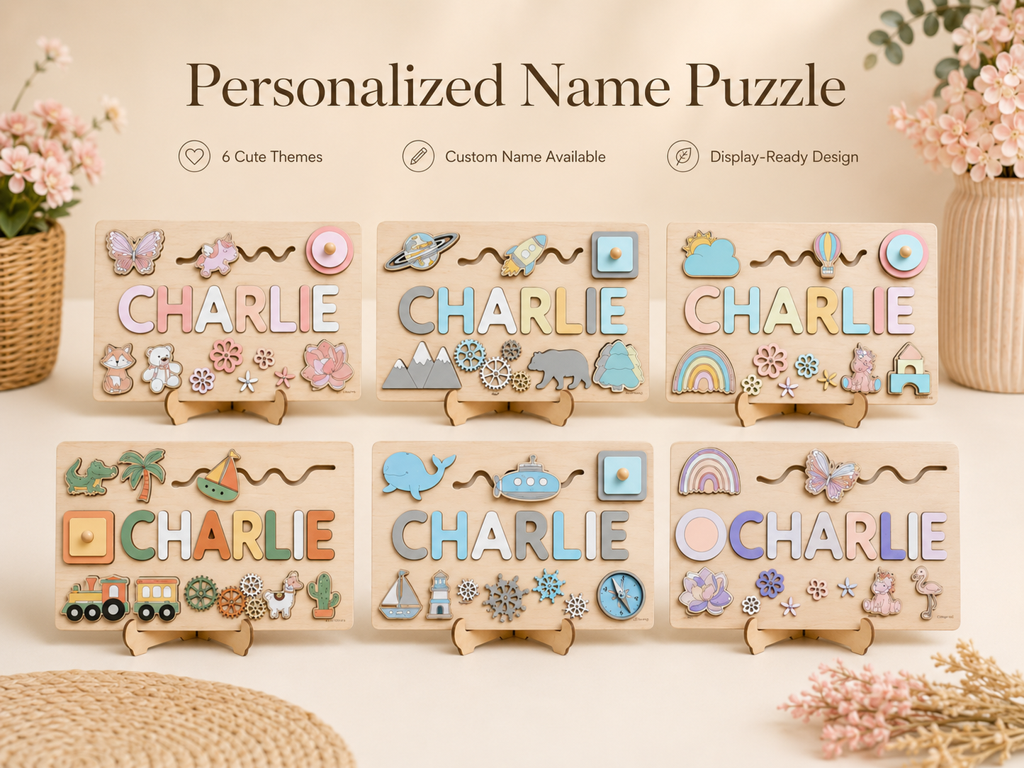 Personalized Wooden Name Puzzle – Custom Name Learning Toy for Toddlers
