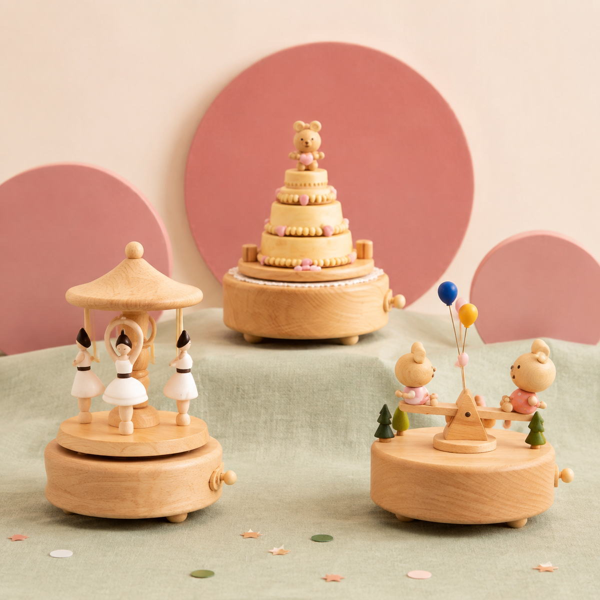 Personalized Wooden Carousel Music Box – Engraved Horse Gift