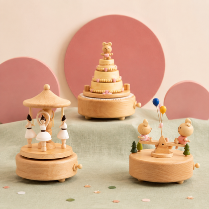 Personalized Wooden Carousel Music Box – Engraved Horse Gift