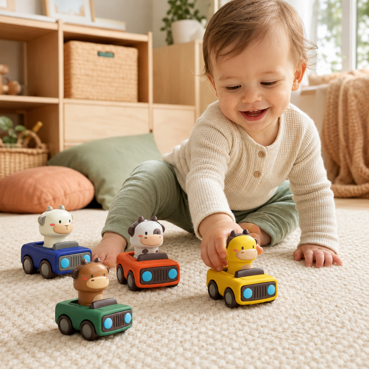 Baby Animal Push Car – Cartoon Press-to-Go Learning Toy