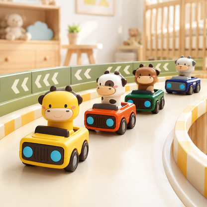 Baby Animal Push Car – Cartoon Press-to-Go Learning Toy