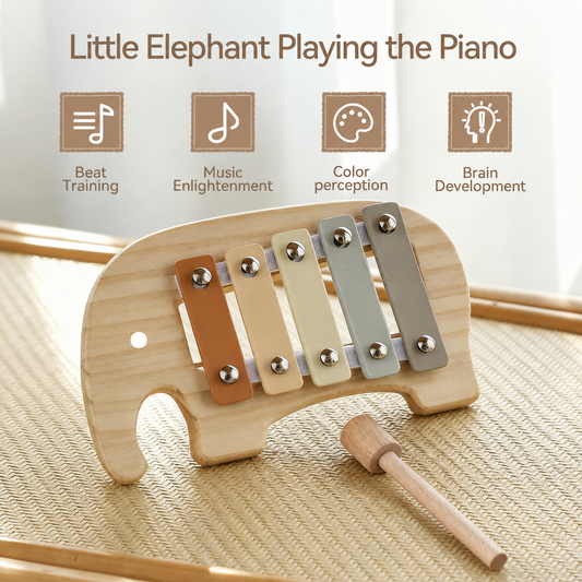 Elephant Wooden Xylophone – Macaron Baby Musical Learning Toy